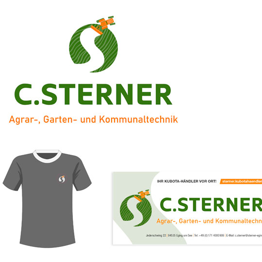 Logo und Corporate Design für die Agrar-, Garten- und Kommunaltechnik Sterner aus Egging.